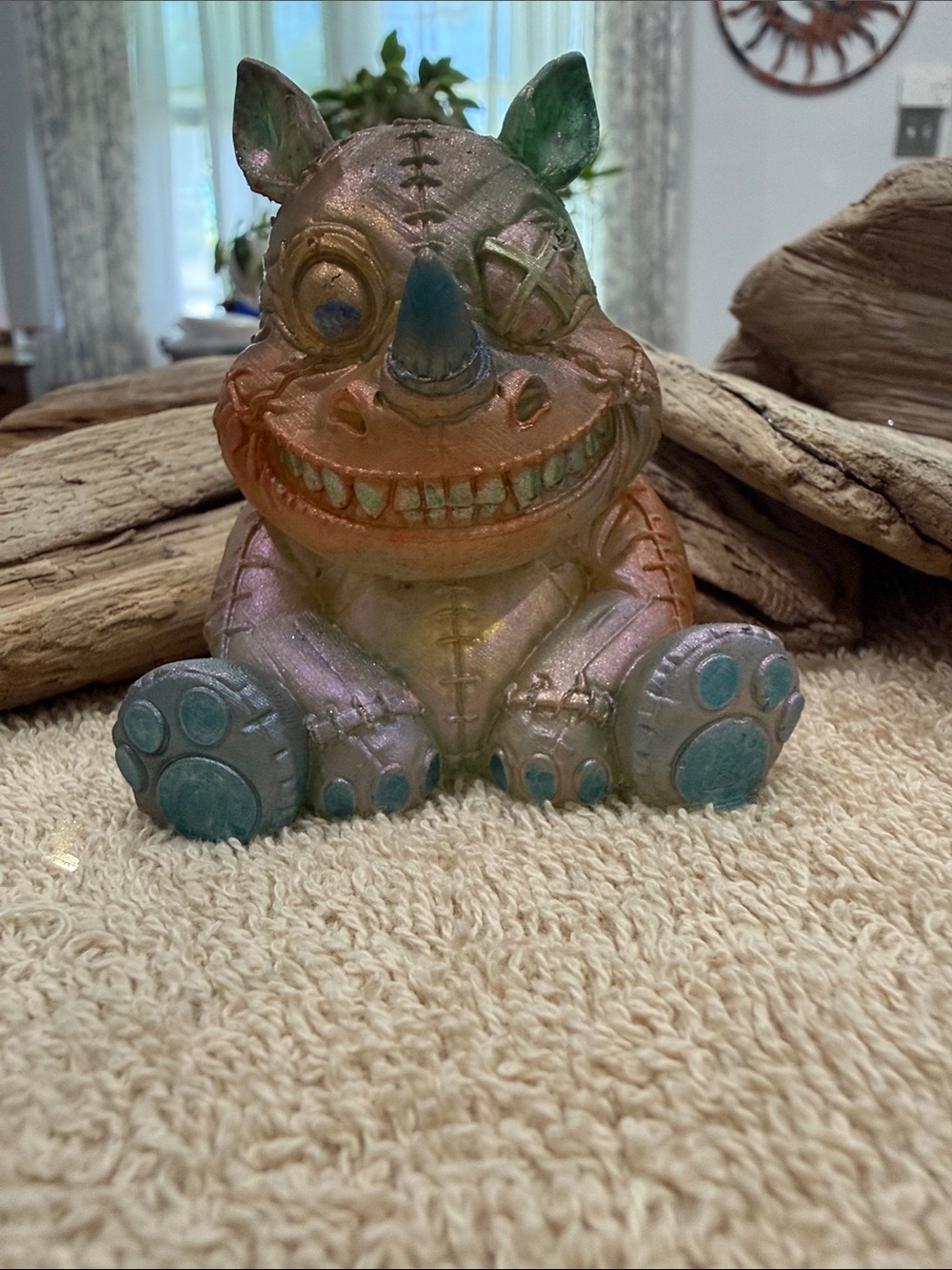 Iridescent Multicolor Fantasy Resin Creature Sculpture - Home Art Decor